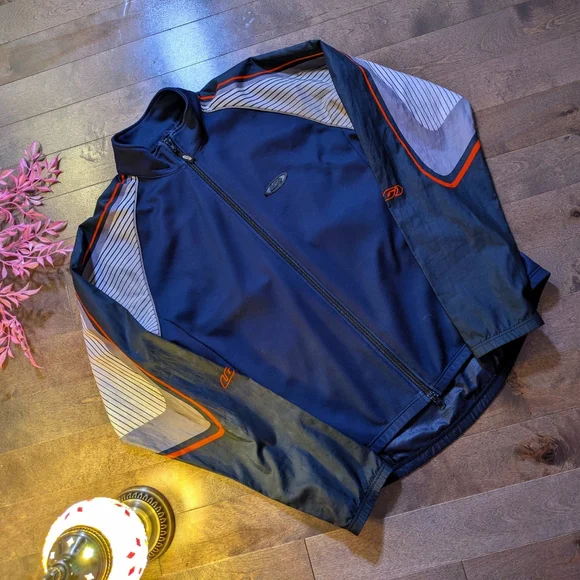 Vintage Windbreaker Blue and Gray Zip-Up Jacket - Picture 4 of 7